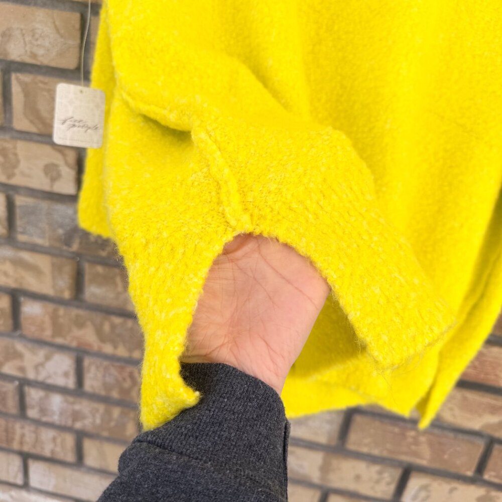 Free People Moira Slouchy Tunic Sweater in Citron Sun Combo Boucle Knit Large - Picture 11 of 12